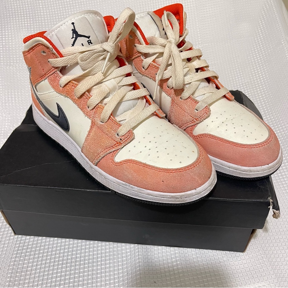 Air Jordan 1 High-Top Sneakers in Orange and White